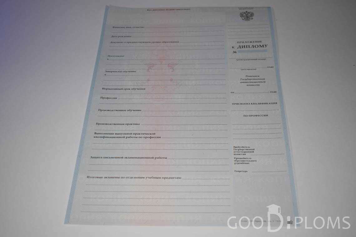 Приложение к Диплому Училища период выдачи 2007-2010  -  Черкассы